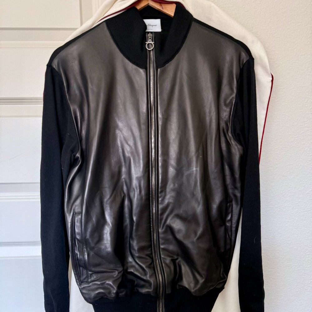 Salvatore Ferragamo Jacket - Blouson with leather inserts - Color Black - Size M